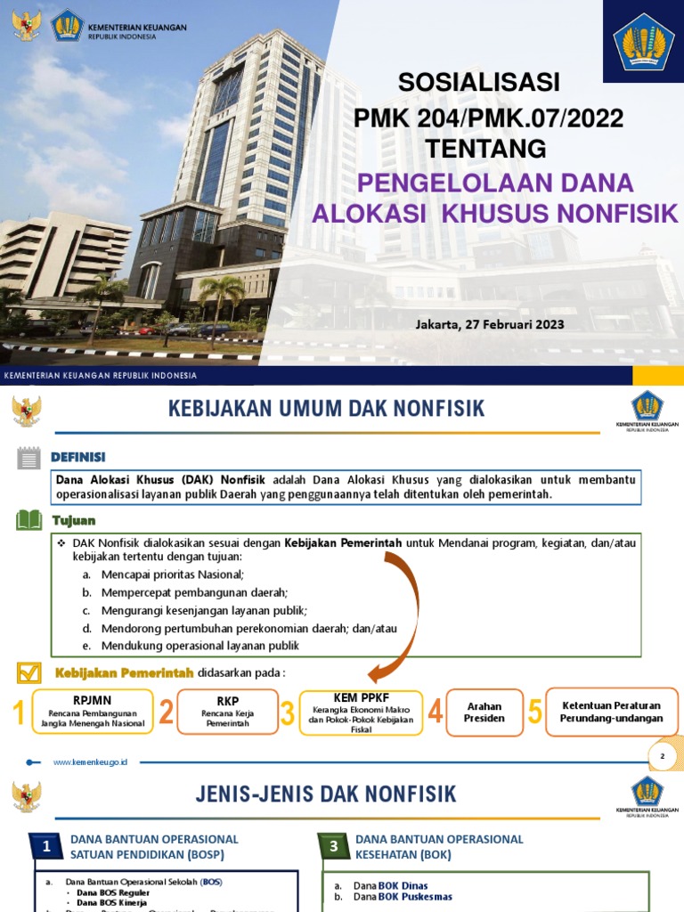 Sosialisasi PMK Pengelolaan DAK Nonfisik PMK 204 2022 PDF