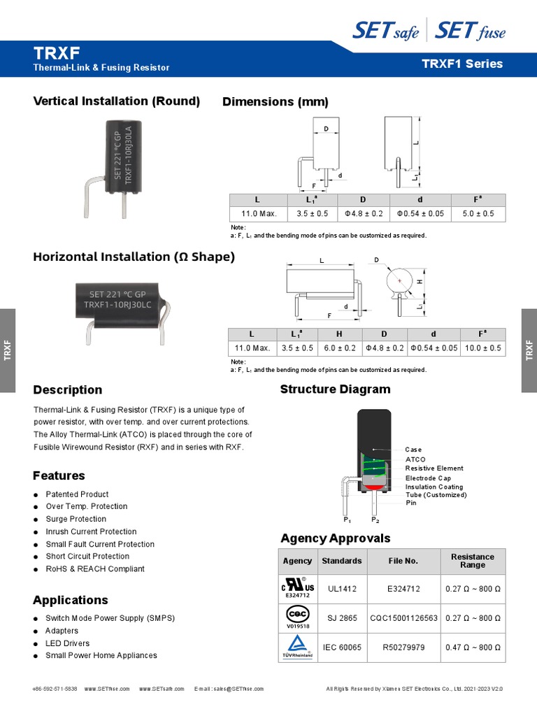 TRXF Trxf1 - Setsafe & Setfuse | PDF | Resistor | Electrical Resistance ...