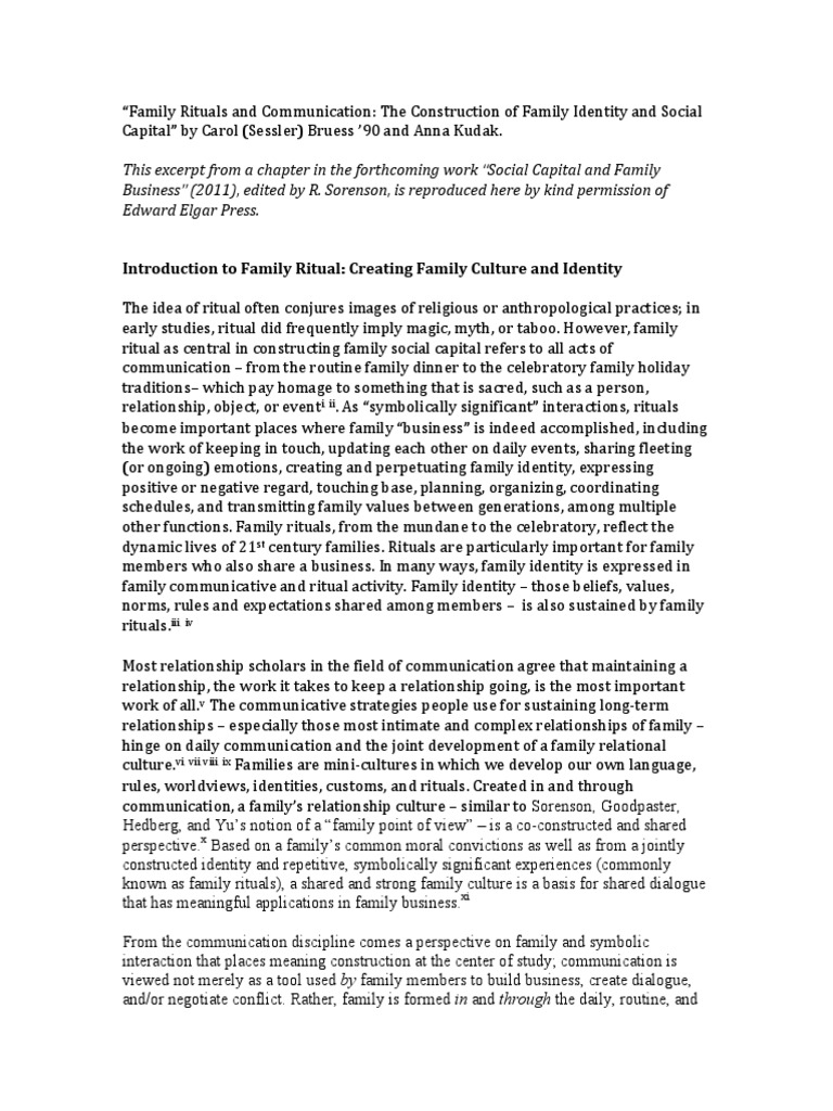 Family Rituals and Identity Building | PDF