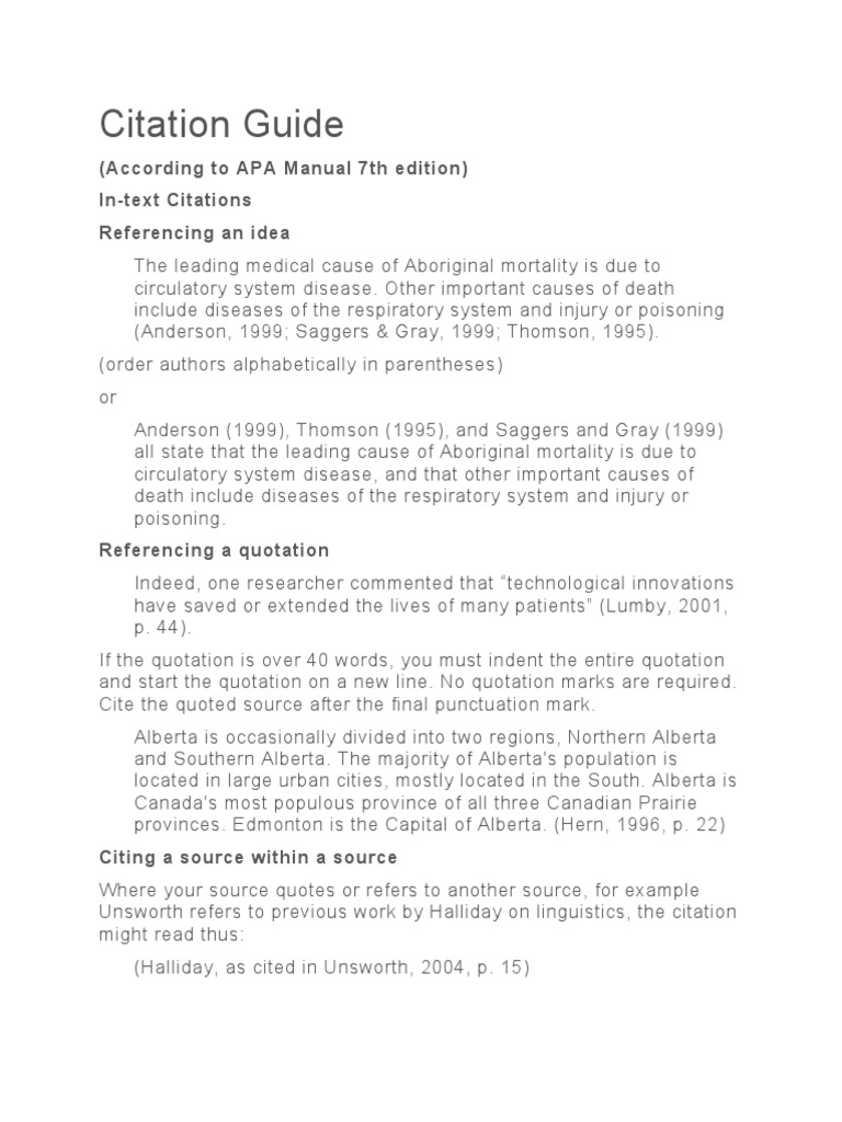 Citation Guide APA7 | PDF | Citation | Apa Style