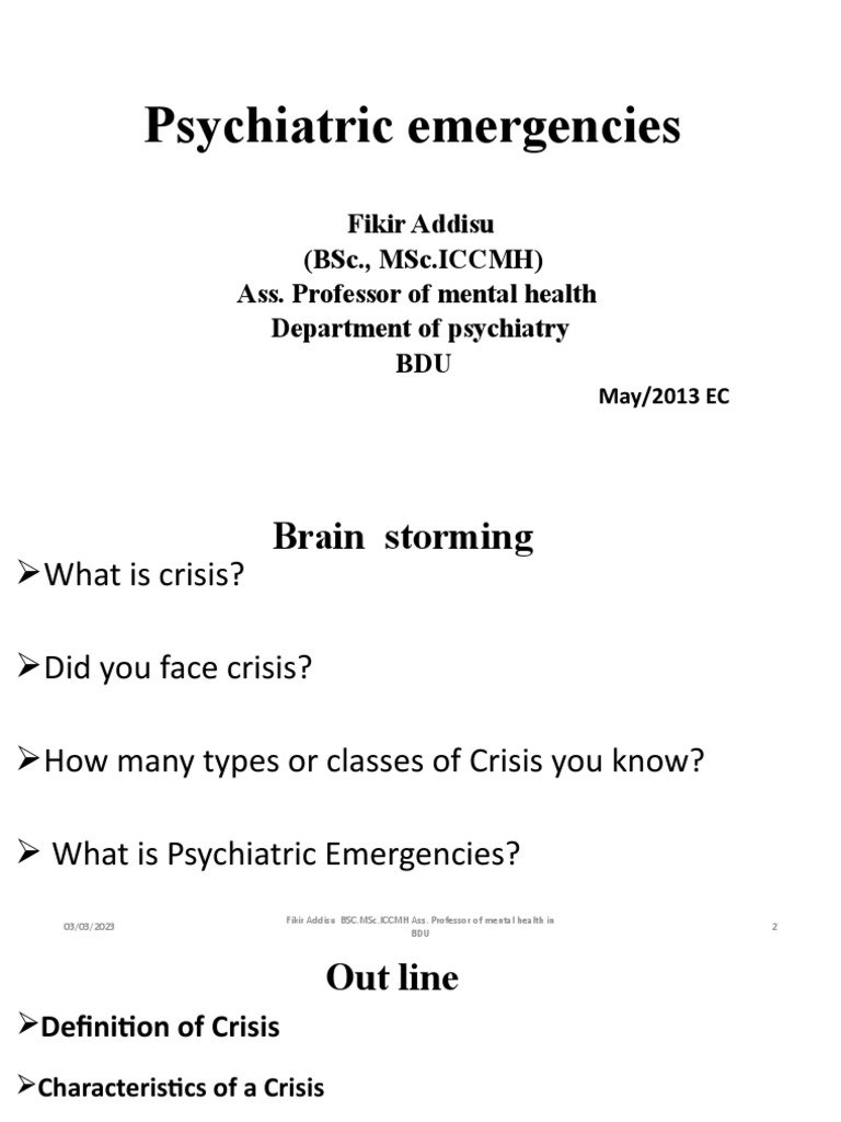 Understanding Psychiatric Emergencies | PDF | Mental Disorder | Suicide