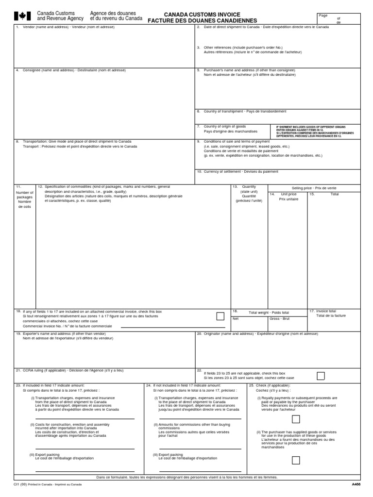 Canada Customs Invoice | PDF