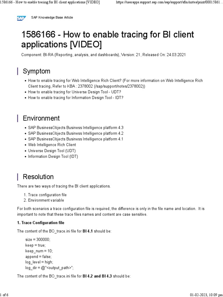 Enable Tracing for BI Client Apps | PDF | Computer File | Business ...