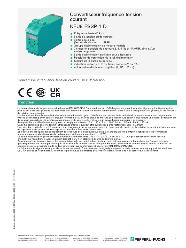 Convertisseur fréquencetensioncourant 40 kHz PDF Fréquence — free download