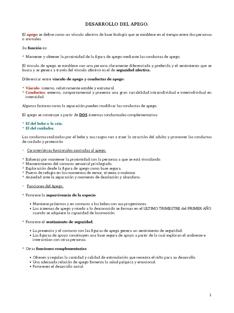 Desarrollo Del Apego. | PDF | Teoría de apego | Adultos