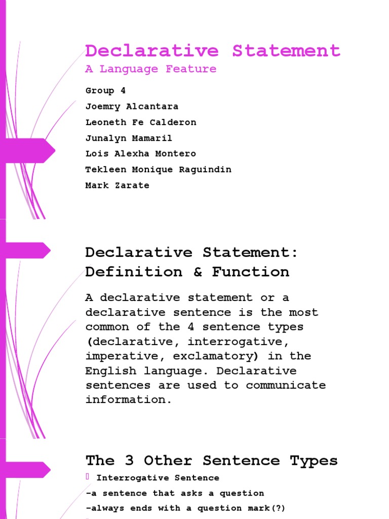Gr10 q2 eng declarative statement pdf sentence linguistics question