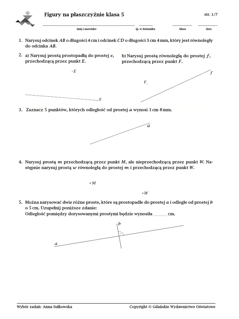Sprawdzian Z Matematyki Klasa 5 Figury Na Płaszczyźnie Gwo Figury Na Płaszczyźnie Klasa 5 Matematyka | PDF