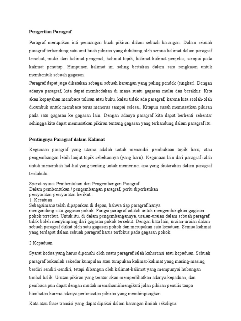 Pola Pengembangan Paragraf