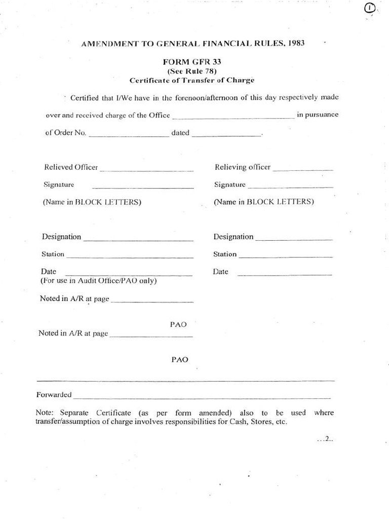 Transfer of Charge (For Gazetted Officers) | PDF