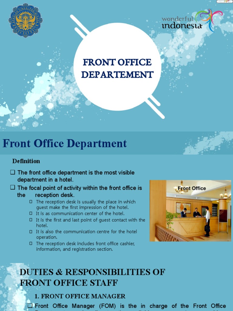 Front Office Department PDF Cheque Credit Card