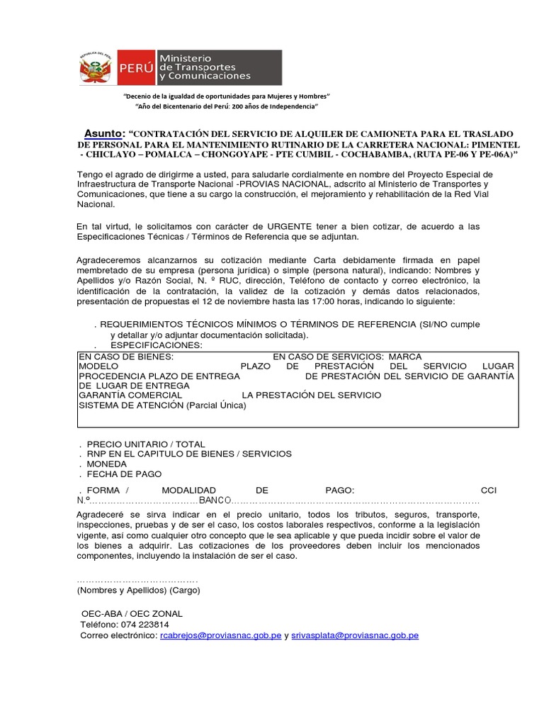 Alquiler de Camioneta para Mantenimiento Vial | PDF | Corrupción ...