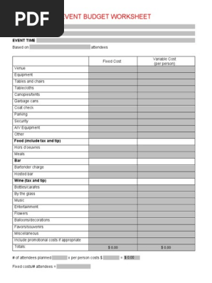 EVENT worksheets