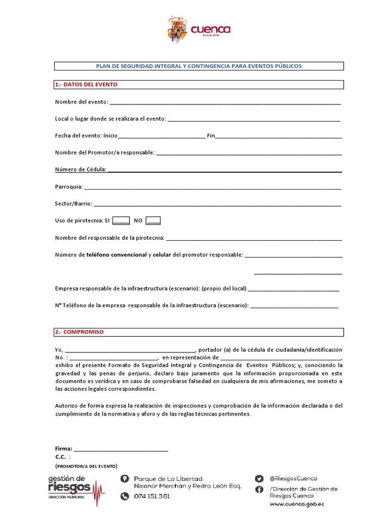 Plan de Seguridad Integral y Contingencia para Eventos Públicos | PDF ...