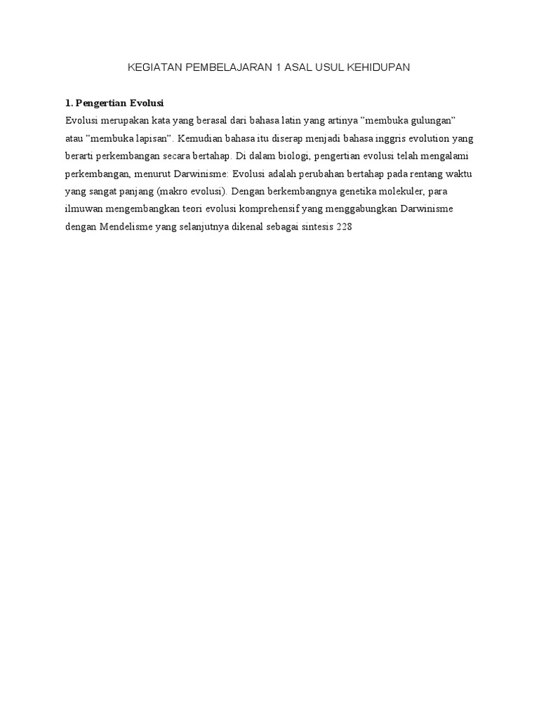 Evolusi dan Asal Usul Kehidupan | …