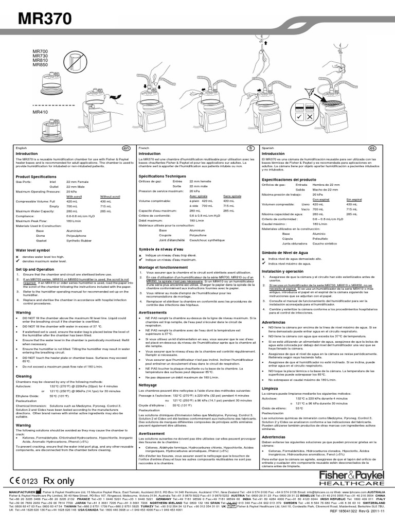Chambre d'humidification MR370 | PDF | Chimie | Matériaux
