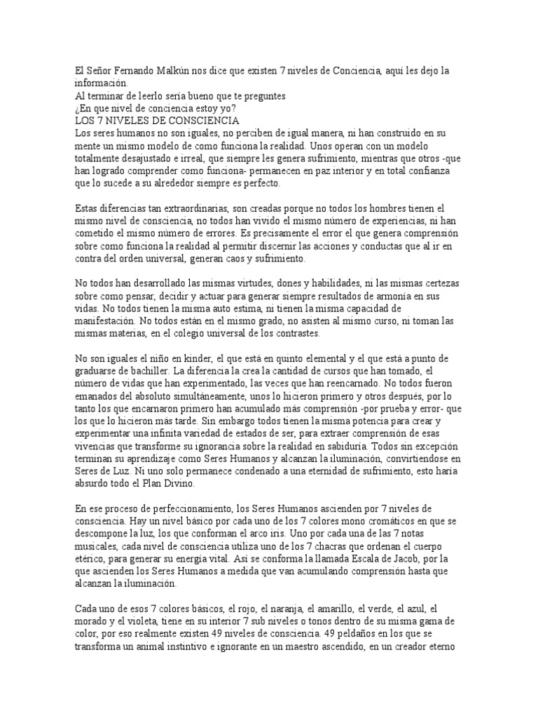 Siete Niveles de Conciencia Explicados | PDF | Color | Mente