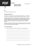 Practical MYP 4 Speed of Sound