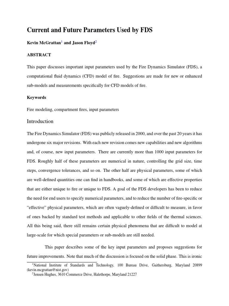 FDS Input Parameters and Future Enhancements | PDF | Combustion | Fires