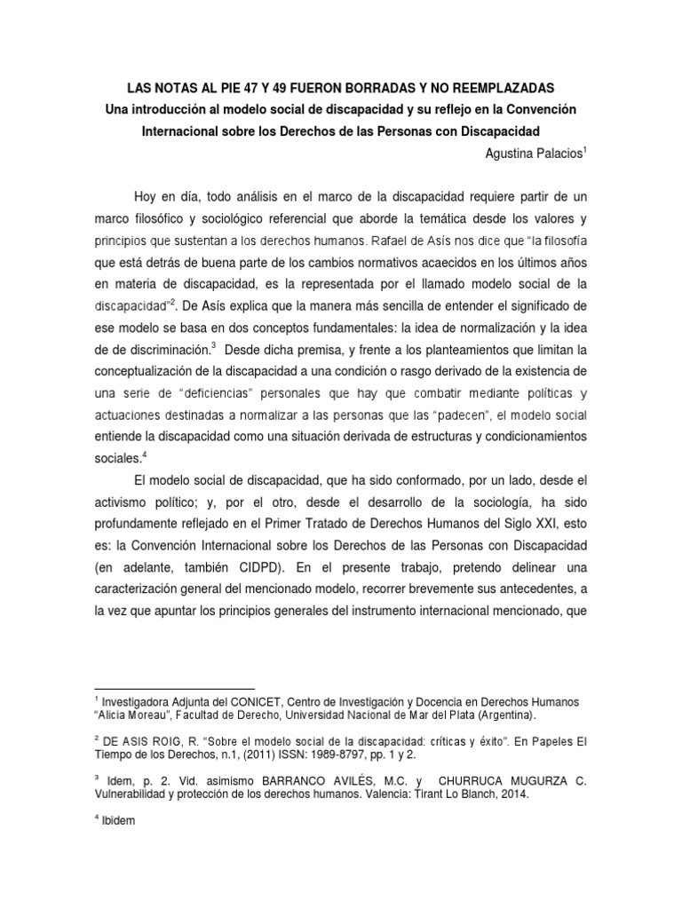 Modelo social de discapacidad en la CIDPD | PDF | Invalidez | Convenio ...