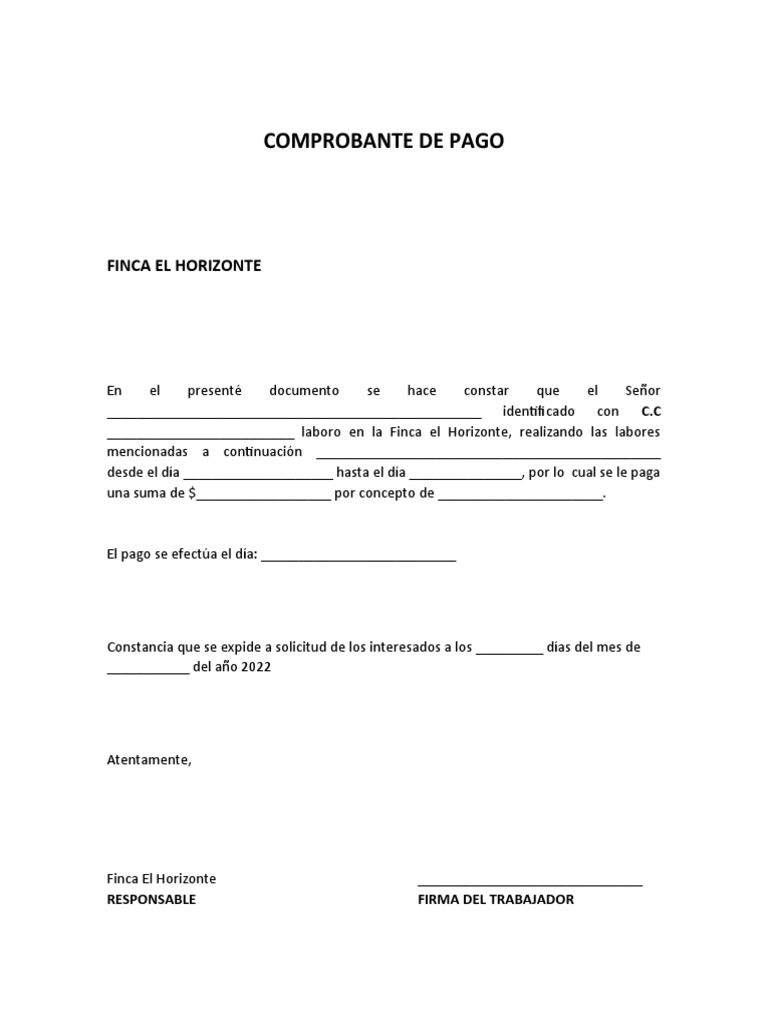 Comprobante de Pago Finca El Horizonte | PDF