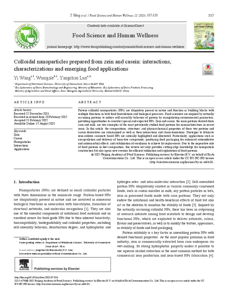 Food Science and Human Wellness | PDF | Emulsion | Colloid