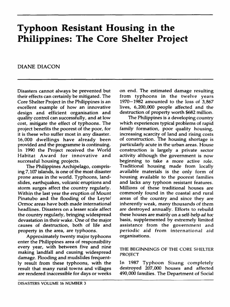 Core Shelter Project: Typhoon Housing | PDF | Tropical Cyclones | Poverty