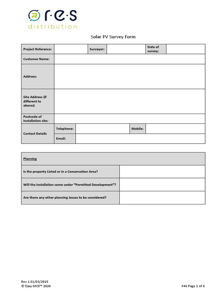 Solar PV Survey Form | PDF | Photovoltaics | Photovoltaic System