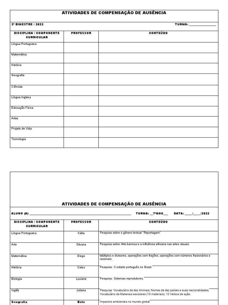 Atividades de Compensação de Ausência | PDF | Célula (Biologia) | Geografia