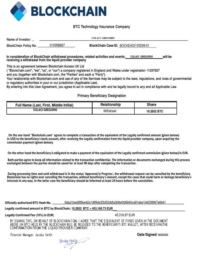 Fattura Blockchain | PDF | Bitcoin | Banking