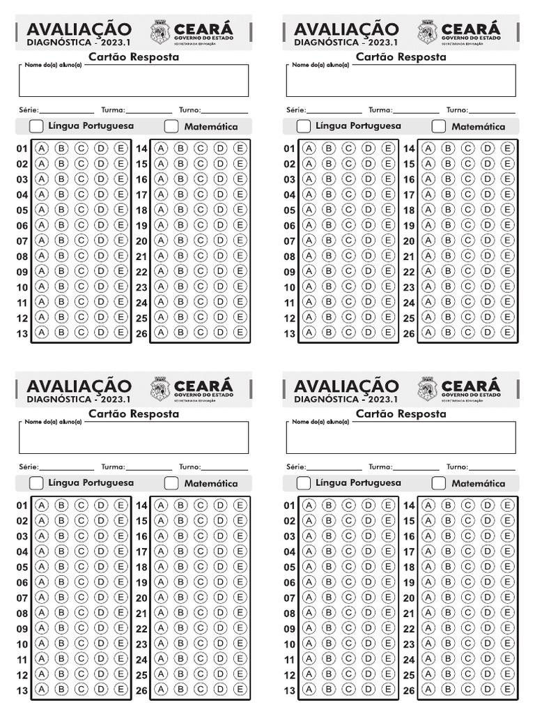 127 Cartao Resposta 3 Série 2023 1 Mat | PDF