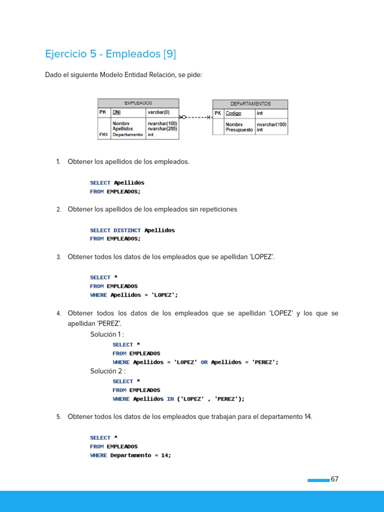 Ejercicios SQL Resueltos para Empleados | PDF | Factura | Gestión de ...