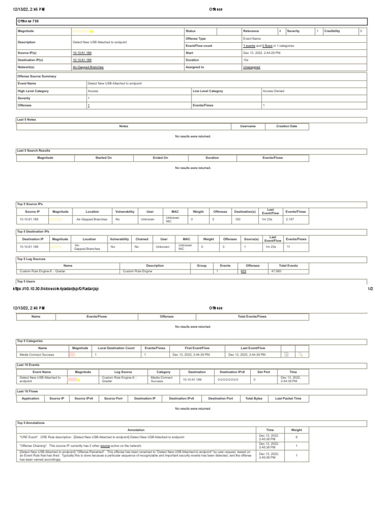 USB Detection Offense Report | PDF | Internet Protocols | Usb