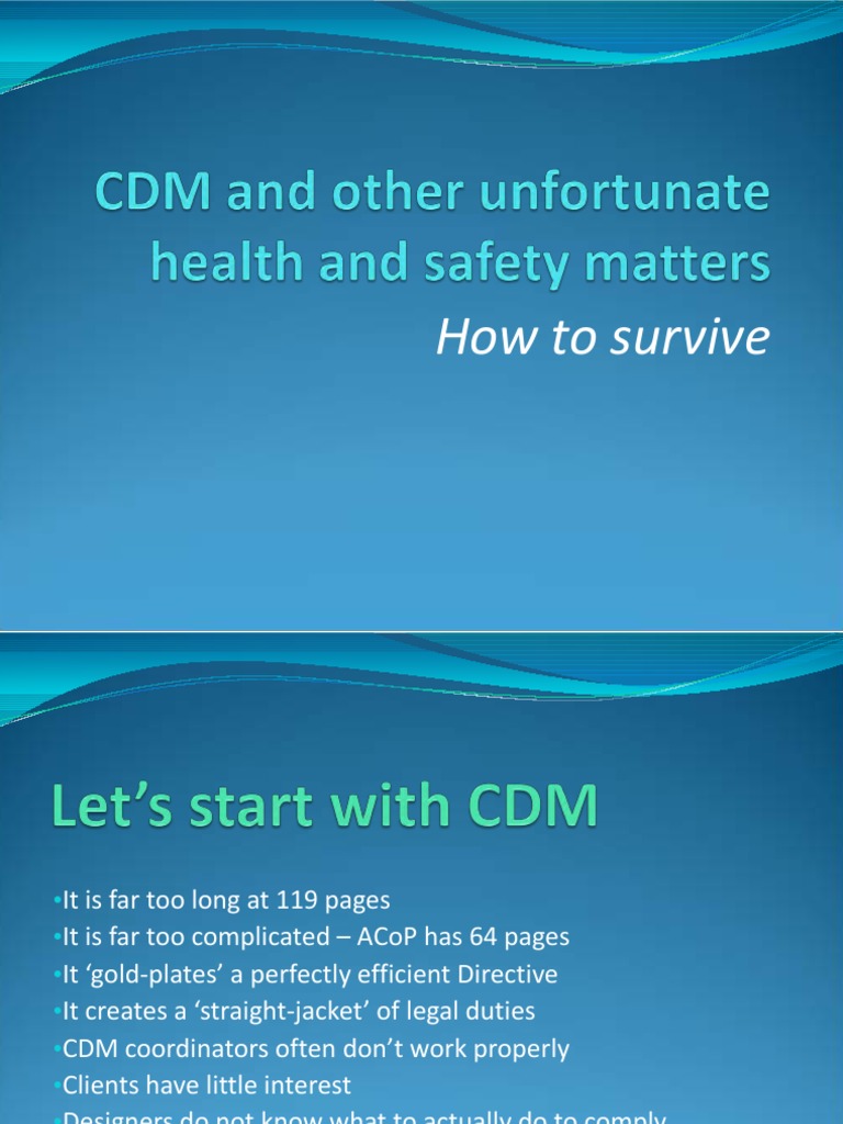 CDM and Other Unfortunate Health and Safety Matter Download Free PDF