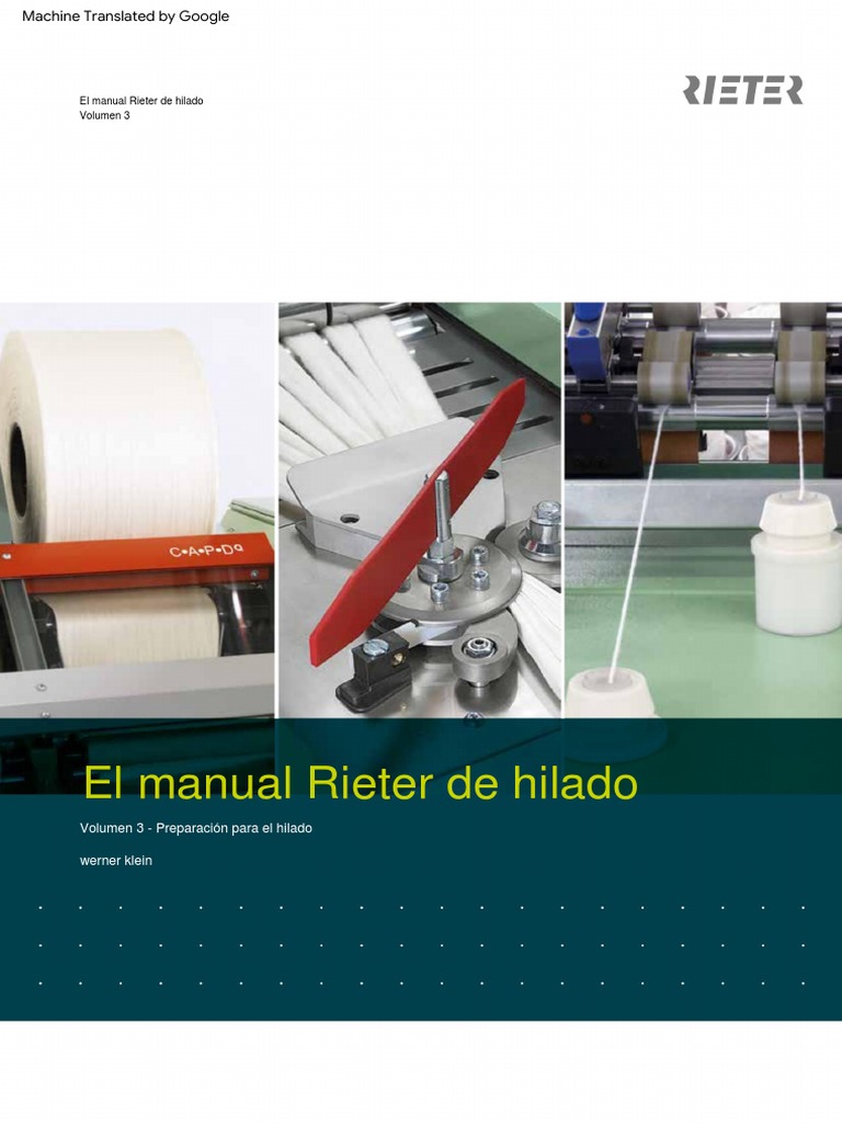 The Rieter Manual of Spinning Vol. 3 1923-V2 en Original 68495 | PDF ...