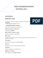 B.N .Institute of Management Sciences. MANTRA - 2011.: Opportunities Rapid Fire Round