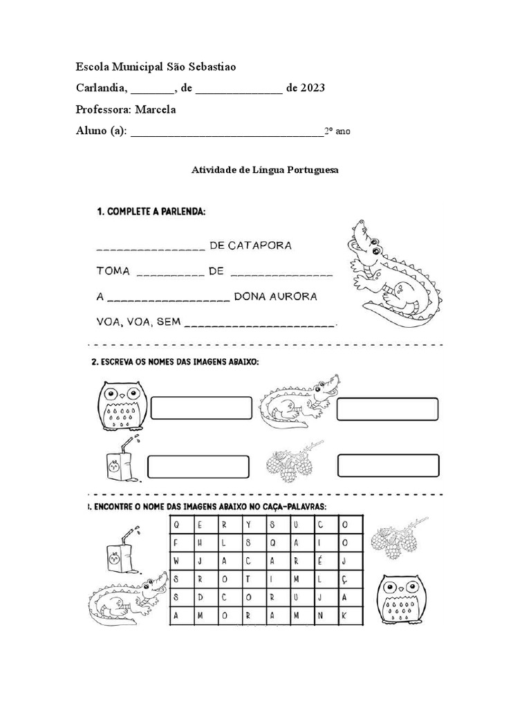 Atividades de Português - 2º Ano | PDF | Carreira e Crescimento ...