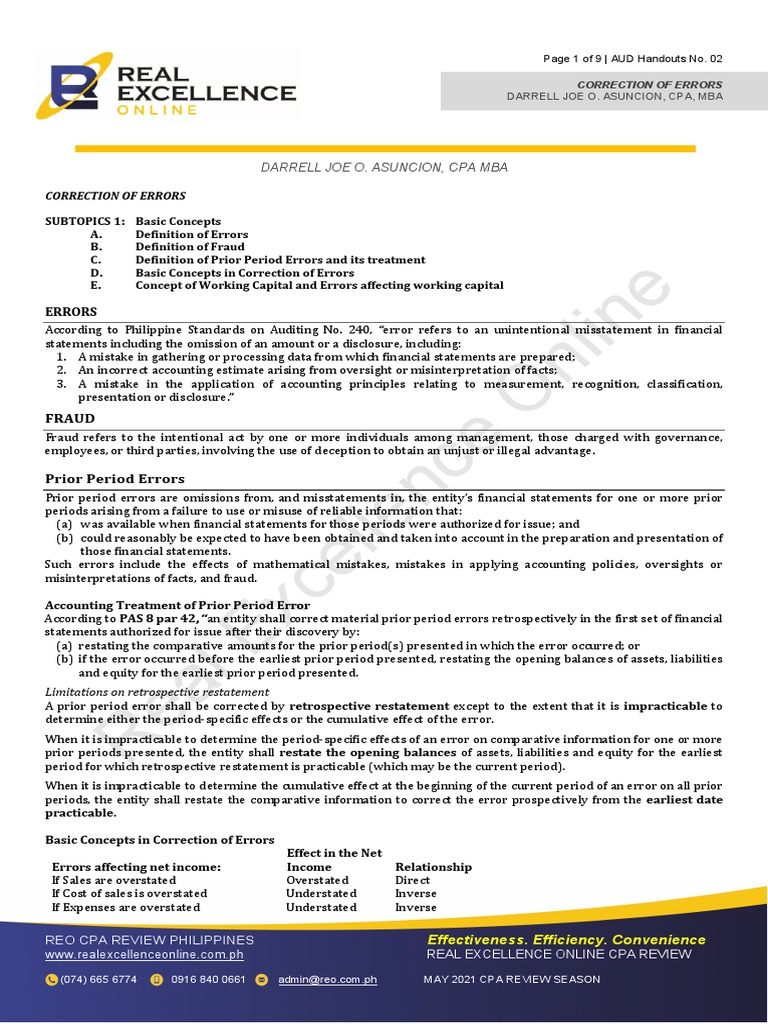 Correction of Errors in Financial Statements | PDF | Balance Sheet ...