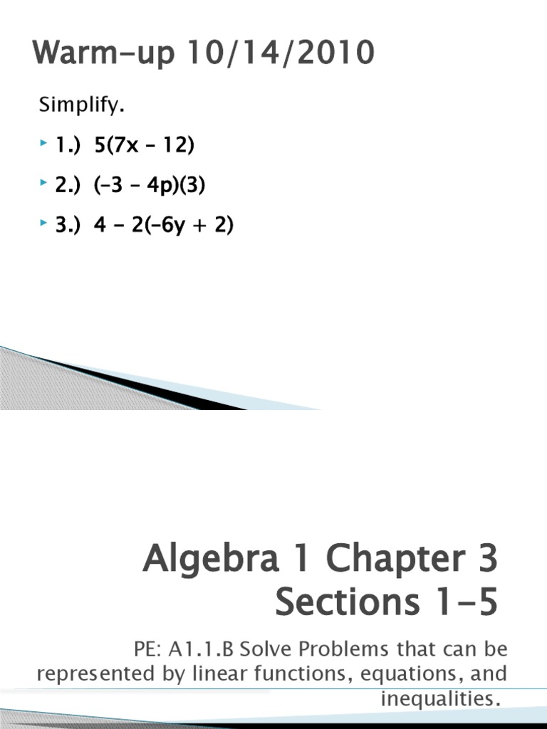 Algebra 1 Chapter 3 PDF Function (Mathematics) Equations