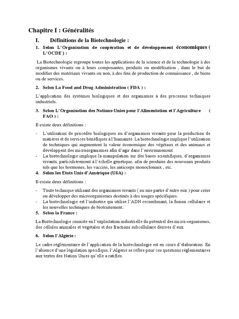 Introduction à la Biotechnologie Rouge | PDF | Biotechnologie ...