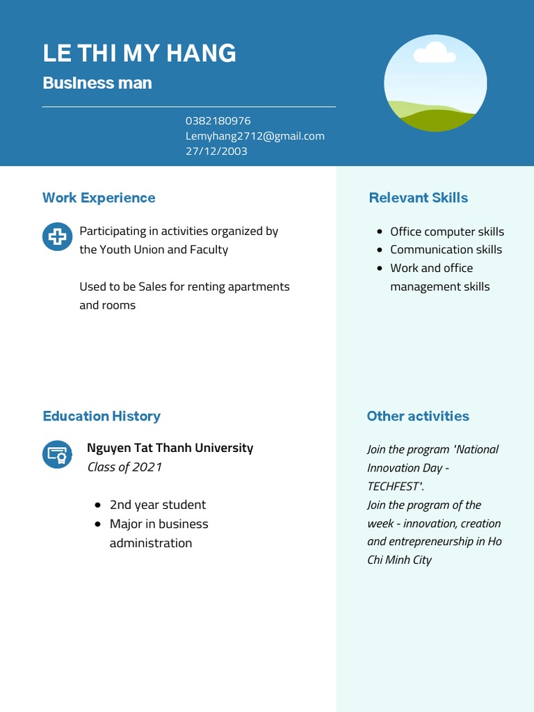 Blue Light Blue Color Blocks Physician CV | PDF | Art