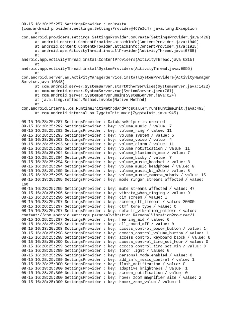 Settingsprovider | PDF | Java (Programming Language) | Xml