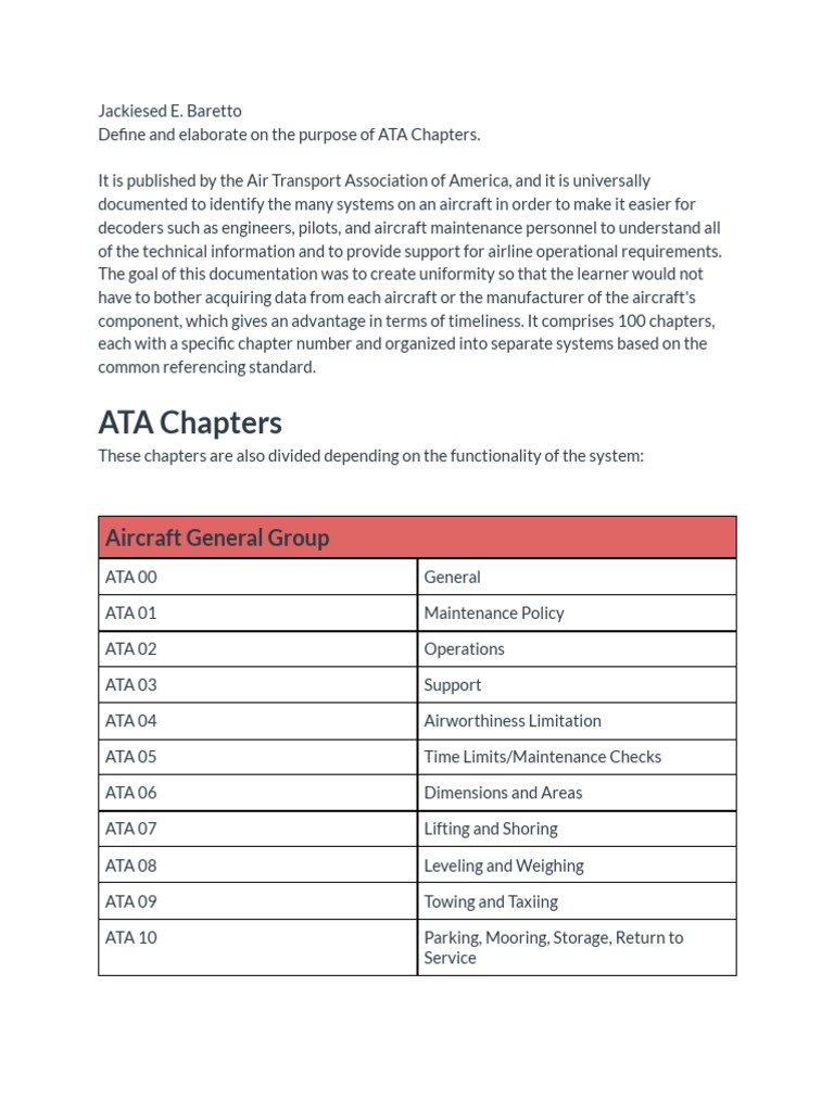 Understanding ATA Chapters for Aircraft | PDF | Engines | Aircraft