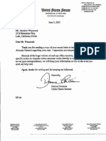 09-25-2015 Letter To US Senator Dianne Feinstein - Request For Help