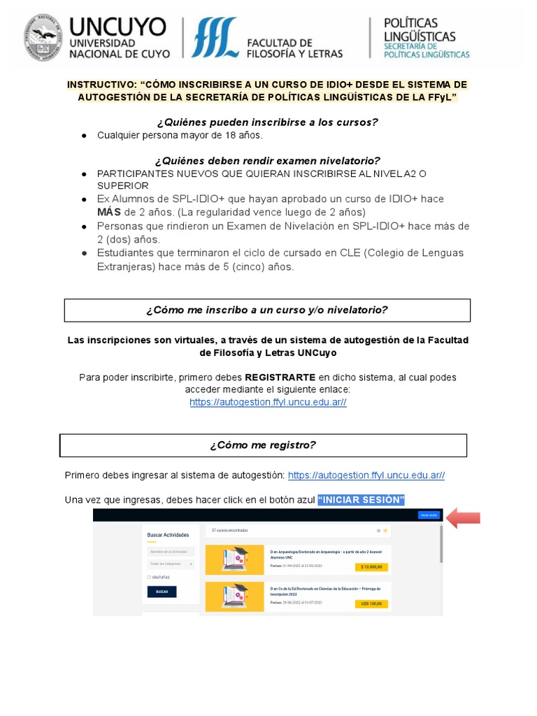 Inscripción a Cursos IDIO+ en Autogestión | PDF | Informática | Software