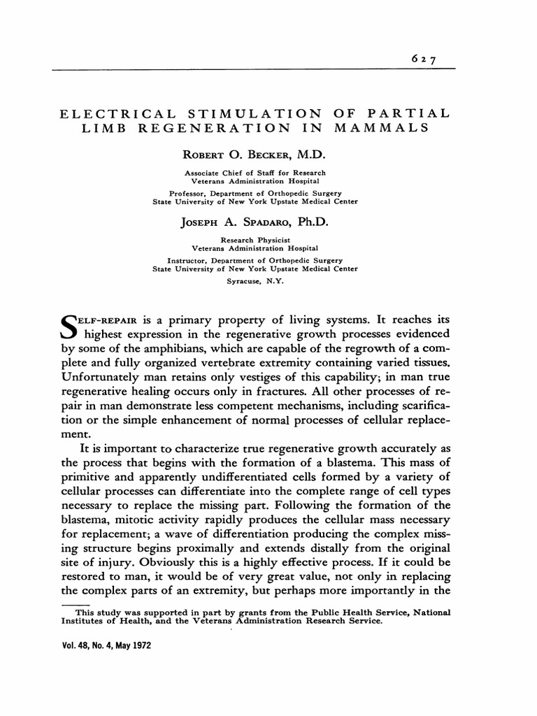 Electrical Stimulation of Partial Limb Regeneration in Mammals PDF