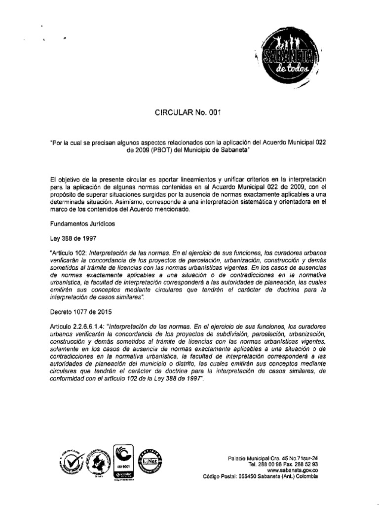 Circular 01 de 2016 | PDF