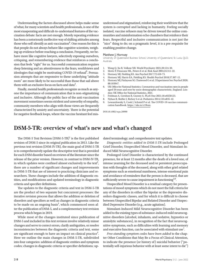 DSM 5 TR What's New | PDF | Diagnostic And Statistical Manual Of Mental ...