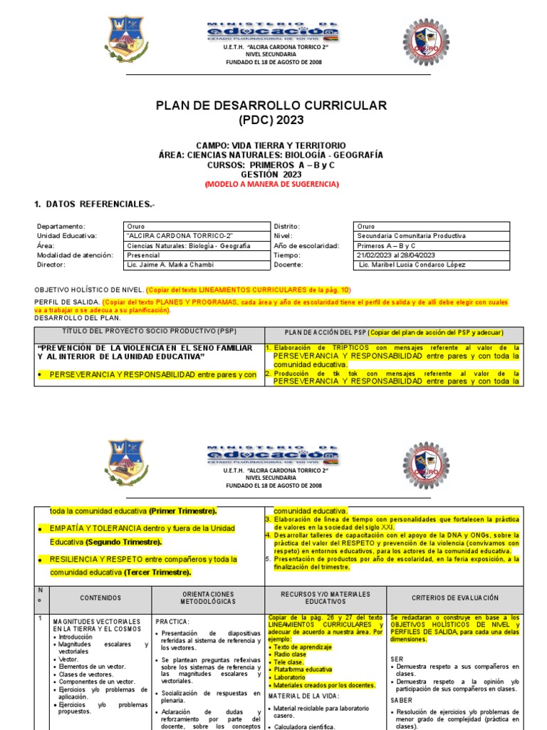 Modelo PDC - 2023 | PDF | Vector Euclidiano | Evaluación