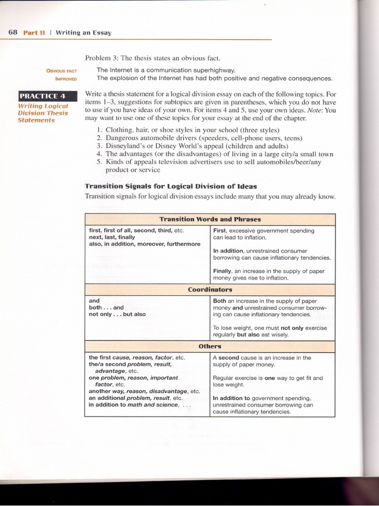 Essays with logical division of ideas pdf