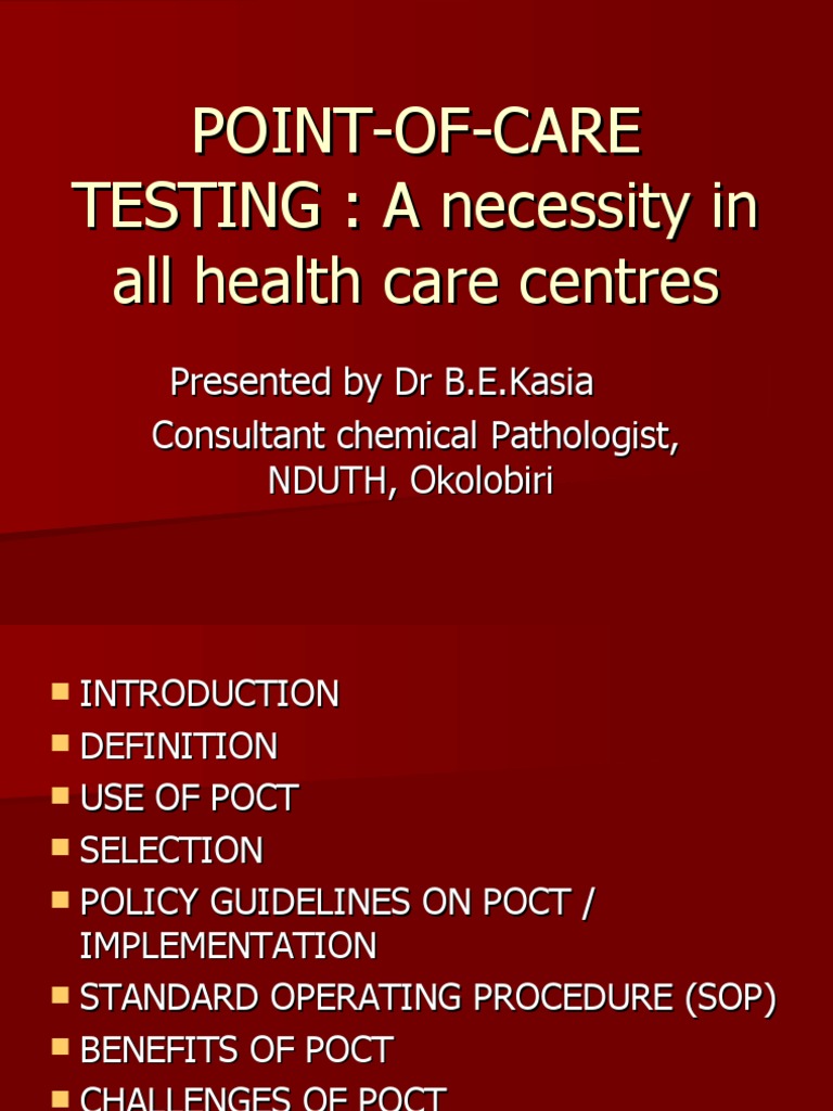 Point of care testing pdf patient pathology
